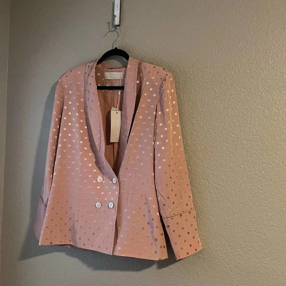 New Keepsake the Label Promise Peach Polka Dot Double Breasted Blazer NWT